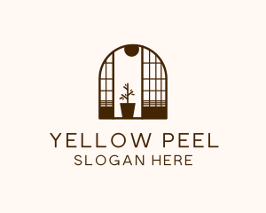 Wooden Window Plant logo design