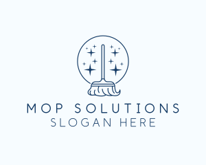 Simple Mop Cleaning logo design