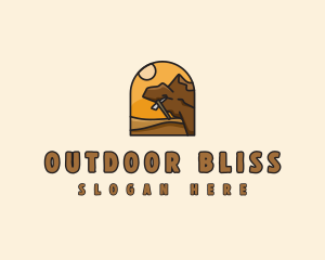 Mountain Climbing Sunset logo design