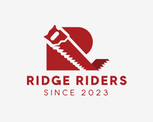 Red Saw Handyman Letter R  logo design