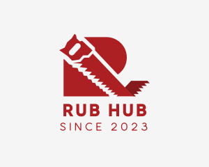 Red Saw Handyman Letter R  logo design