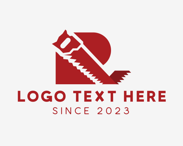 Red Saw Handyman Letter R  logo