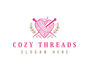 Heart Yarn Needle logo design