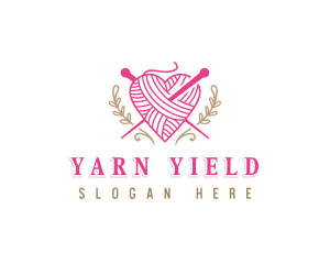 Heart Yarn Needle logo design