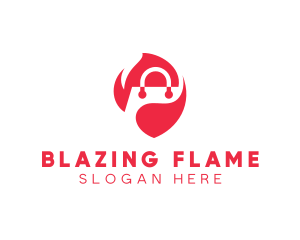 Flaming Shopping Bag logo design