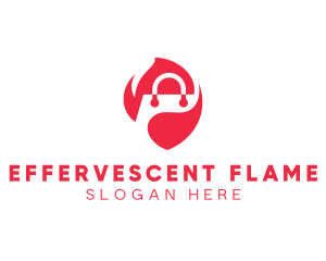 Flaming Shopping Bag logo design