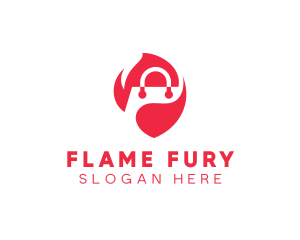 Flaming Shopping Bag logo design