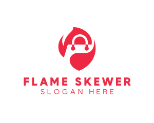 Flaming Shopping Bag logo design