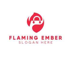 Flaming Shopping Bag logo design