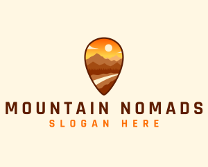 Outdoor Mountain Location Pin logo design