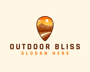 Outdoor Mountain Location Pin logo design