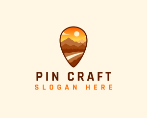 Outdoor Mountain Location Pin logo design