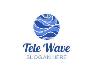 Round Abstract Wave Planet logo design