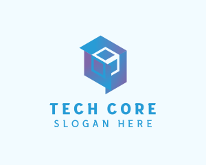 Tech Cube AI Cyberspace logo design