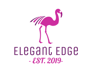 Pink Flamingo Bird logo