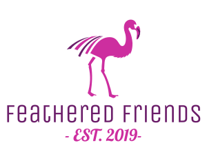 Pink Flamingo Bird logo