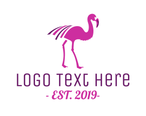 Bird - Pink Flamingo Bird logo design
