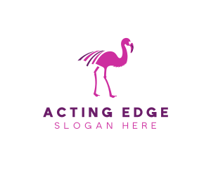 Pink Flamingo Bird logo design