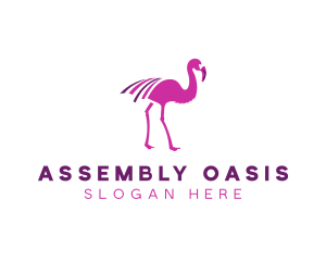 Pink Flamingo Bird logo design