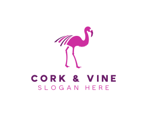 Pink Flamingo Bird logo design