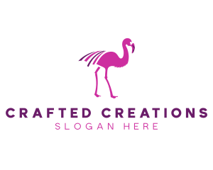 Pink Flamingo Bird logo design