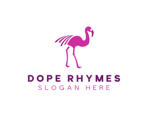 Pink Flamingo Bird logo design