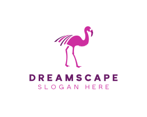 Pink Flamingo Bird logo design