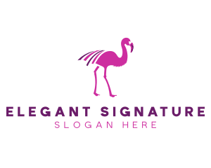 Pink Flamingo Bird logo design