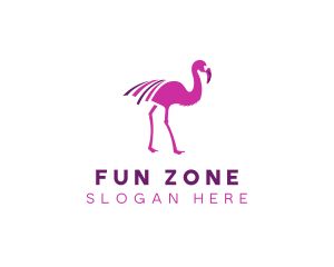 Pink Flamingo Bird logo design