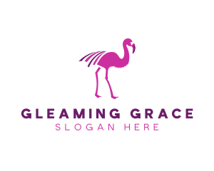 Pink Flamingo Bird logo design