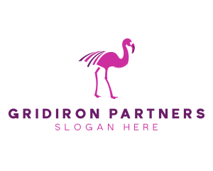 Pink Flamingo Bird logo design