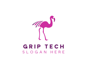 Pink Flamingo Bird logo design