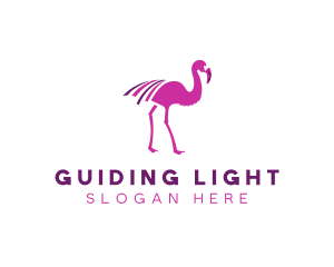 Pink Flamingo Bird logo design