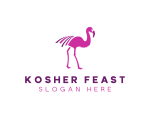 Pink Flamingo Bird logo design