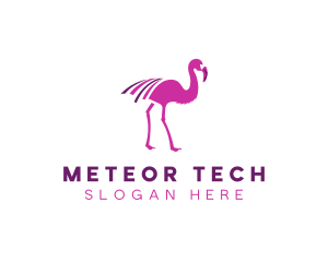 Pink Flamingo Bird logo design