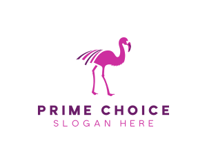 Pink Flamingo Bird logo design