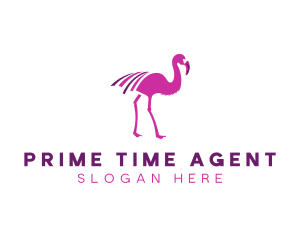 Pink Flamingo Bird logo design