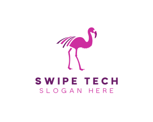 Pink Flamingo Bird logo design