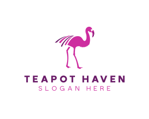 Pink Flamingo Bird logo design