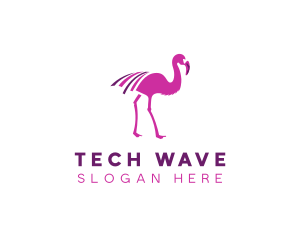 Pink Flamingo Bird logo design