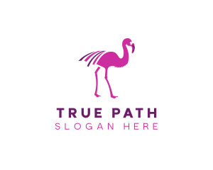 Pink Flamingo Bird logo design