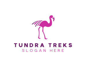 Pink Flamingo Bird logo design