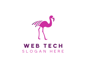 Pink Flamingo Bird logo design