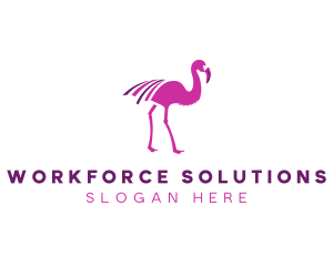 Pink Flamingo Bird logo design