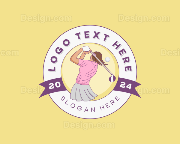 Sports Female Golfer Logo