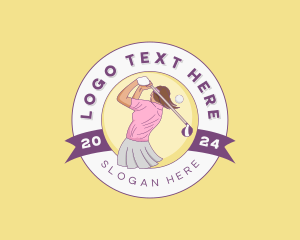 Sports Female Golfer Logo