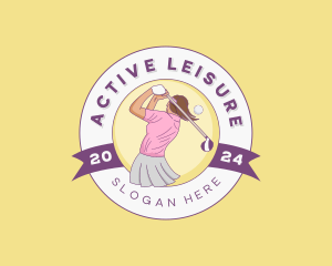 Sports Female Golfer logo design