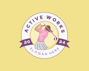 Sports Female Golfer logo design