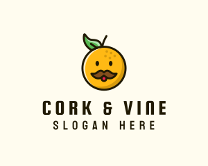 Orange Man Mustache logo design