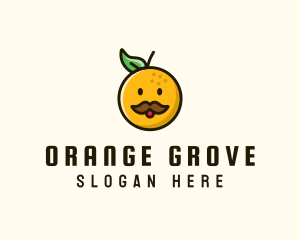 Orange Man Mustache logo design